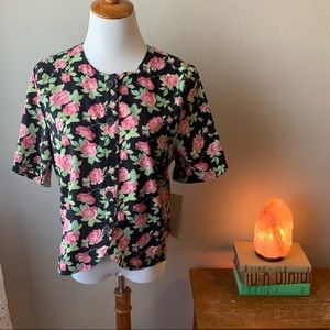 Vintage Deadstock Floral 80’s Top - Rose Print